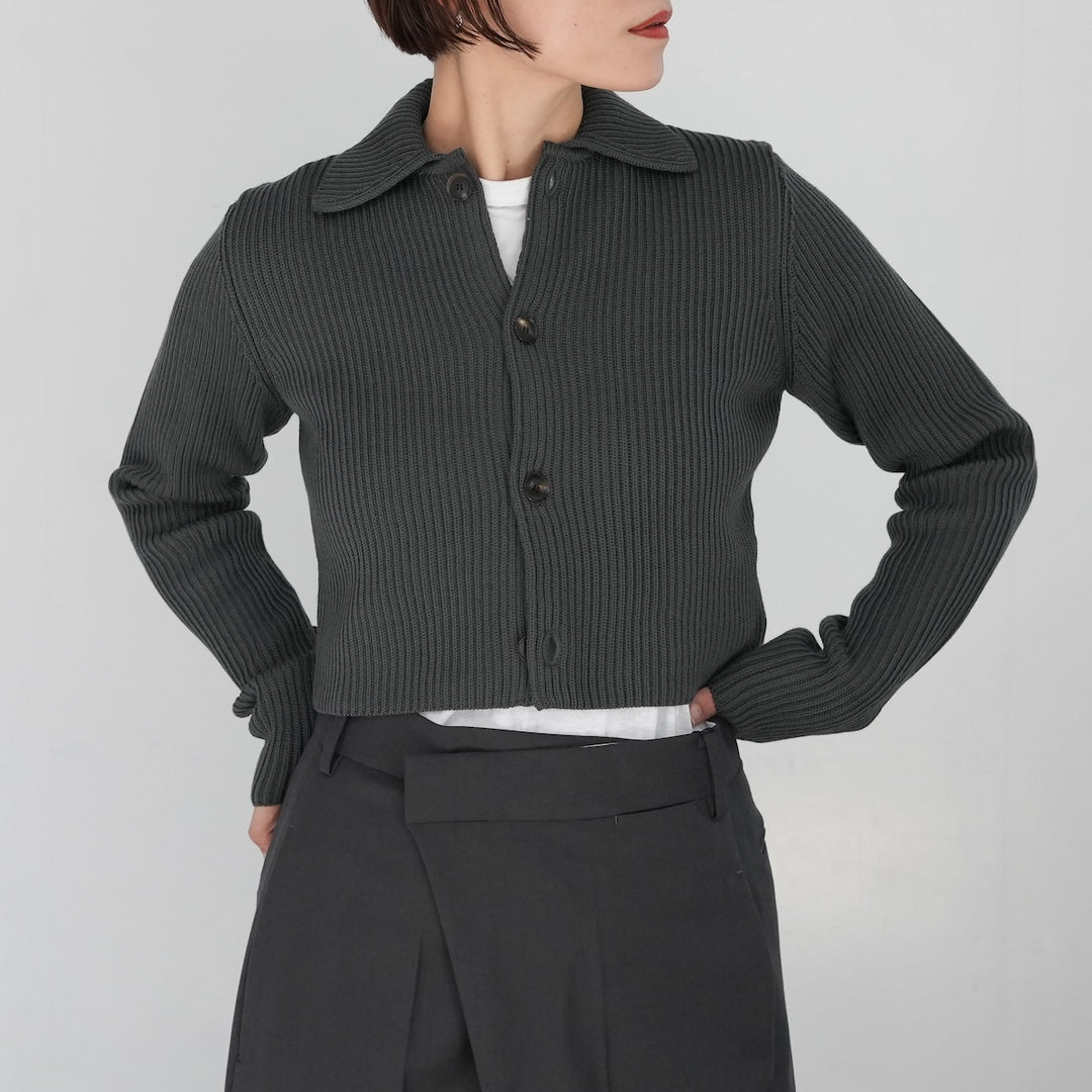 25AW】AURALEE SUPER FINE WOOL SOFT RIB KNIT CROPPED SHIRT CARDIGAN