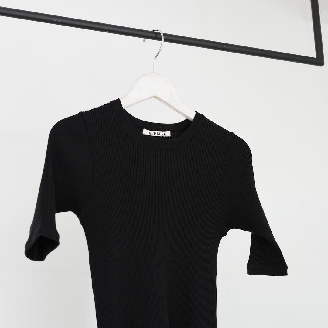 AURALEE COTTON HIGH GAUGE RIB KNIT TEE 