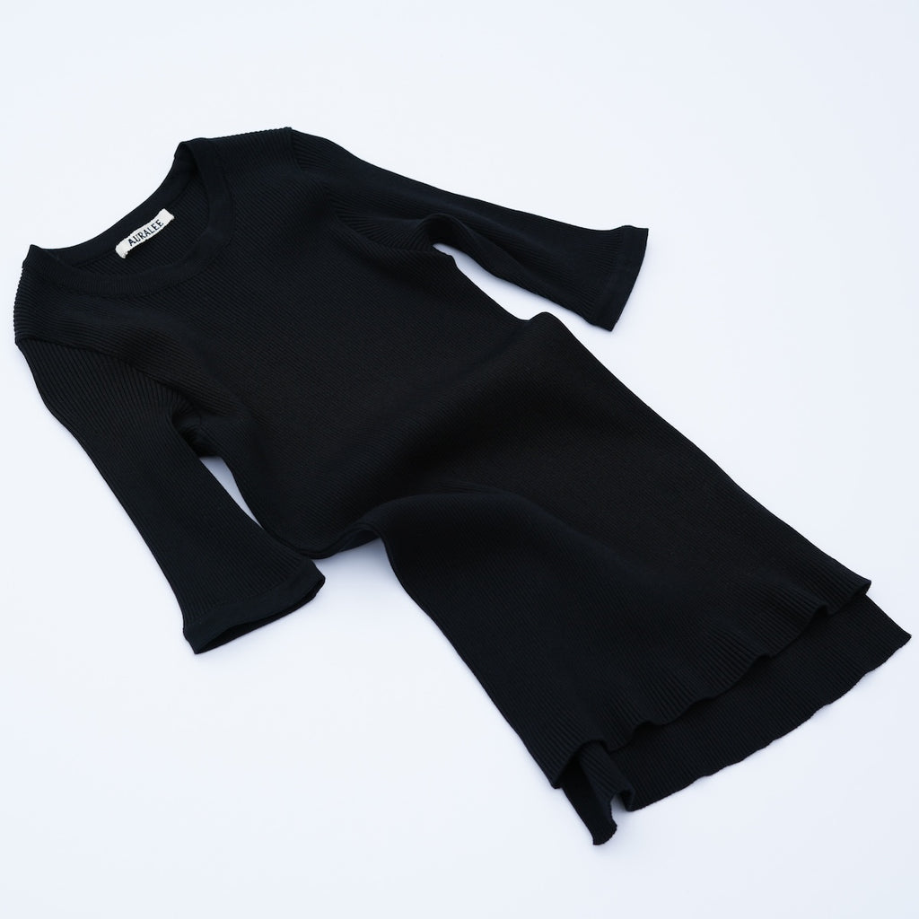 AURALEE COTTON HIGH GAUGE RIB KNIT TEE 