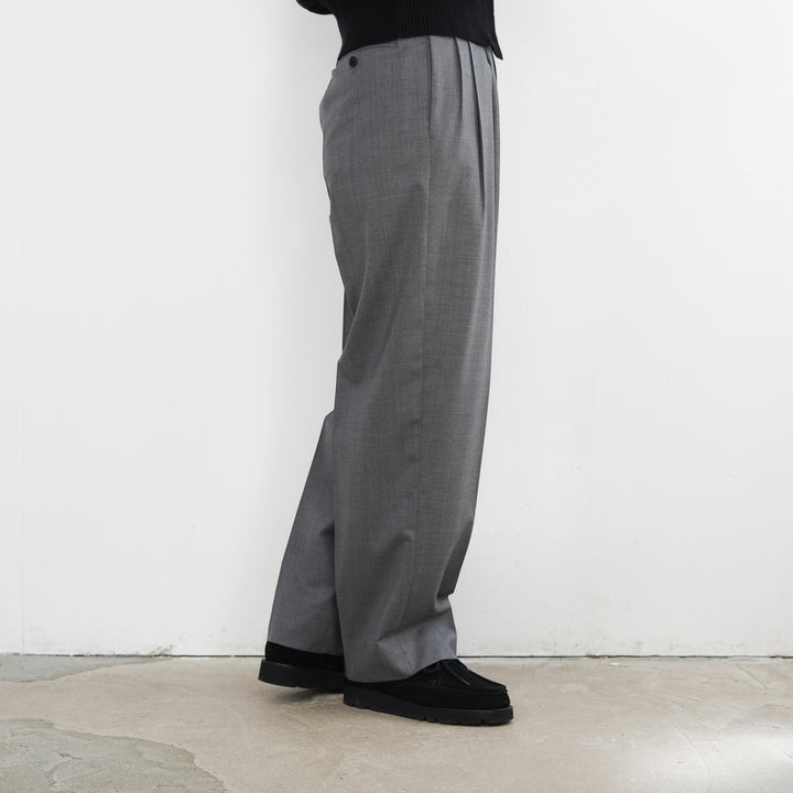 YLÈVE SUPER120'S CHAMBRAY WOOL 3TACK TROUSERS 