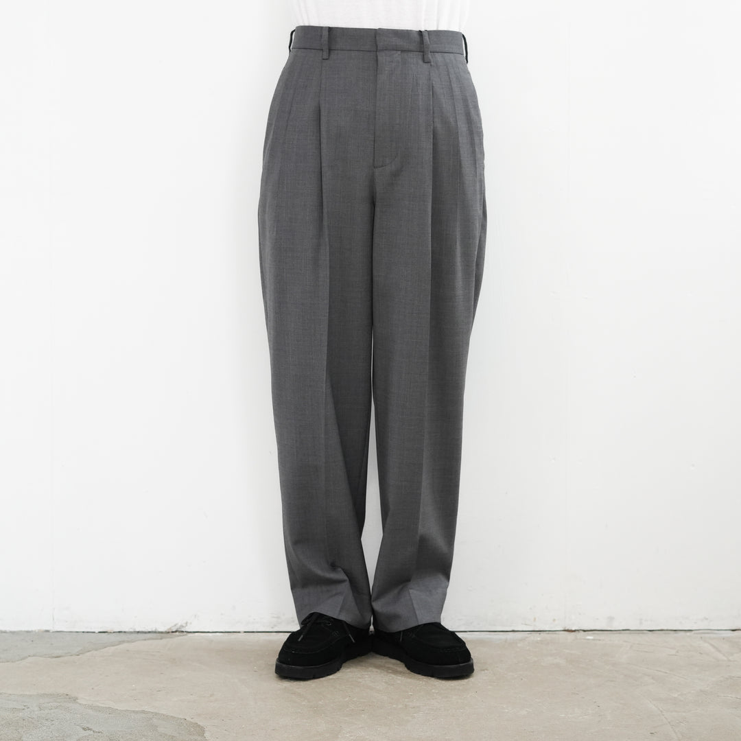 YLÈVE SUPER120'S CHAMBRAY WOOL 3TACK TROUSERS 