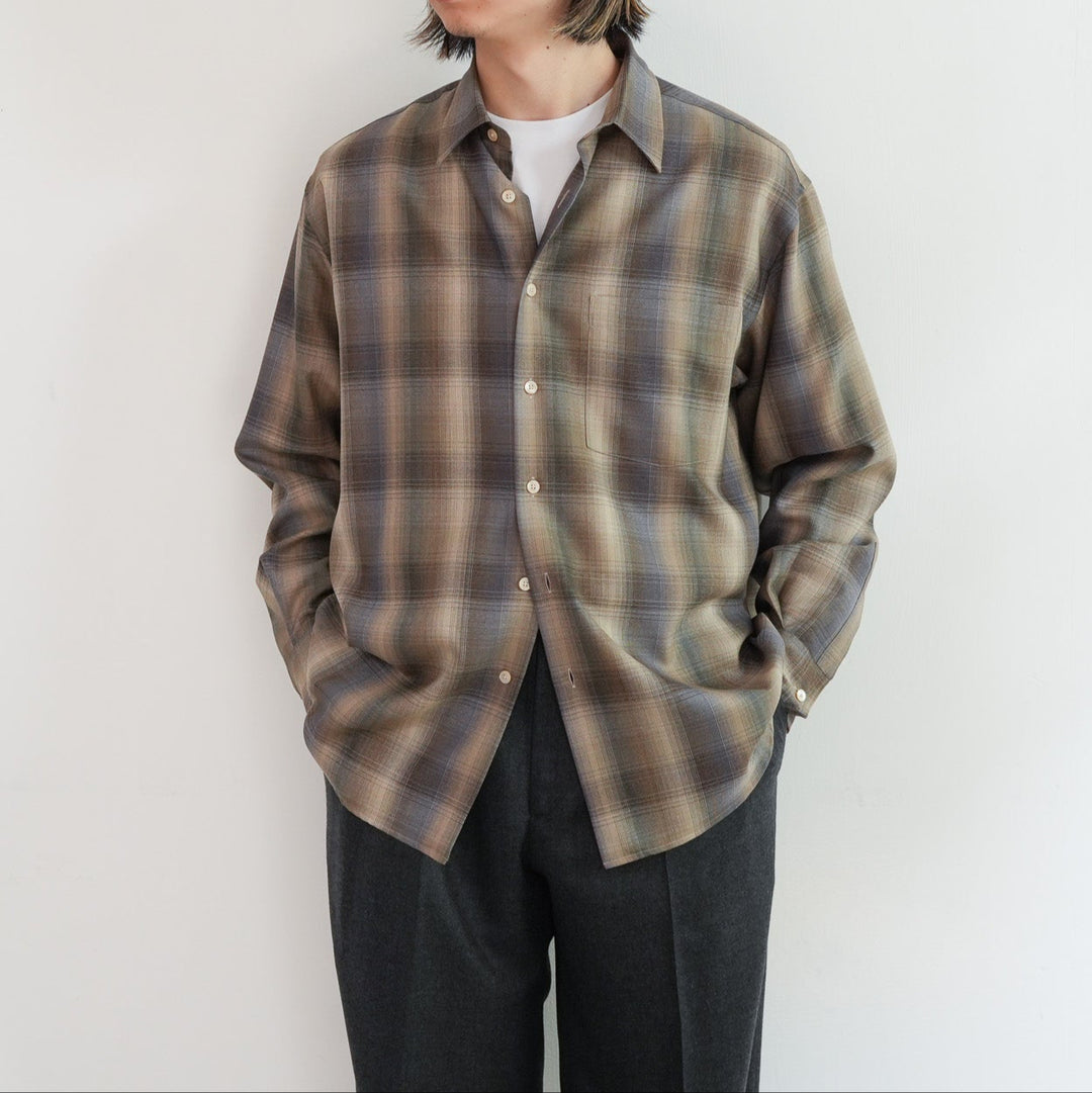 25AW】AURALEE SUPER LIGHT WOOL CHECK SHIRT 