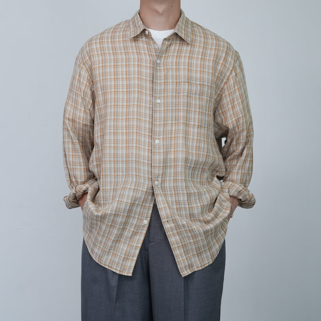 awasa レギュラーカラーダブルガーゼシャツ / beige check – Chum!