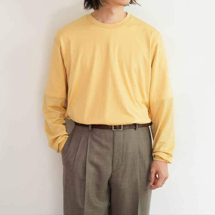 美品 オーラリー 定価4.18万 2020aw ウールリブニットシャツ イエロー リラックスラグランスリーブシャツ＜グリーンイエロー＞(XS