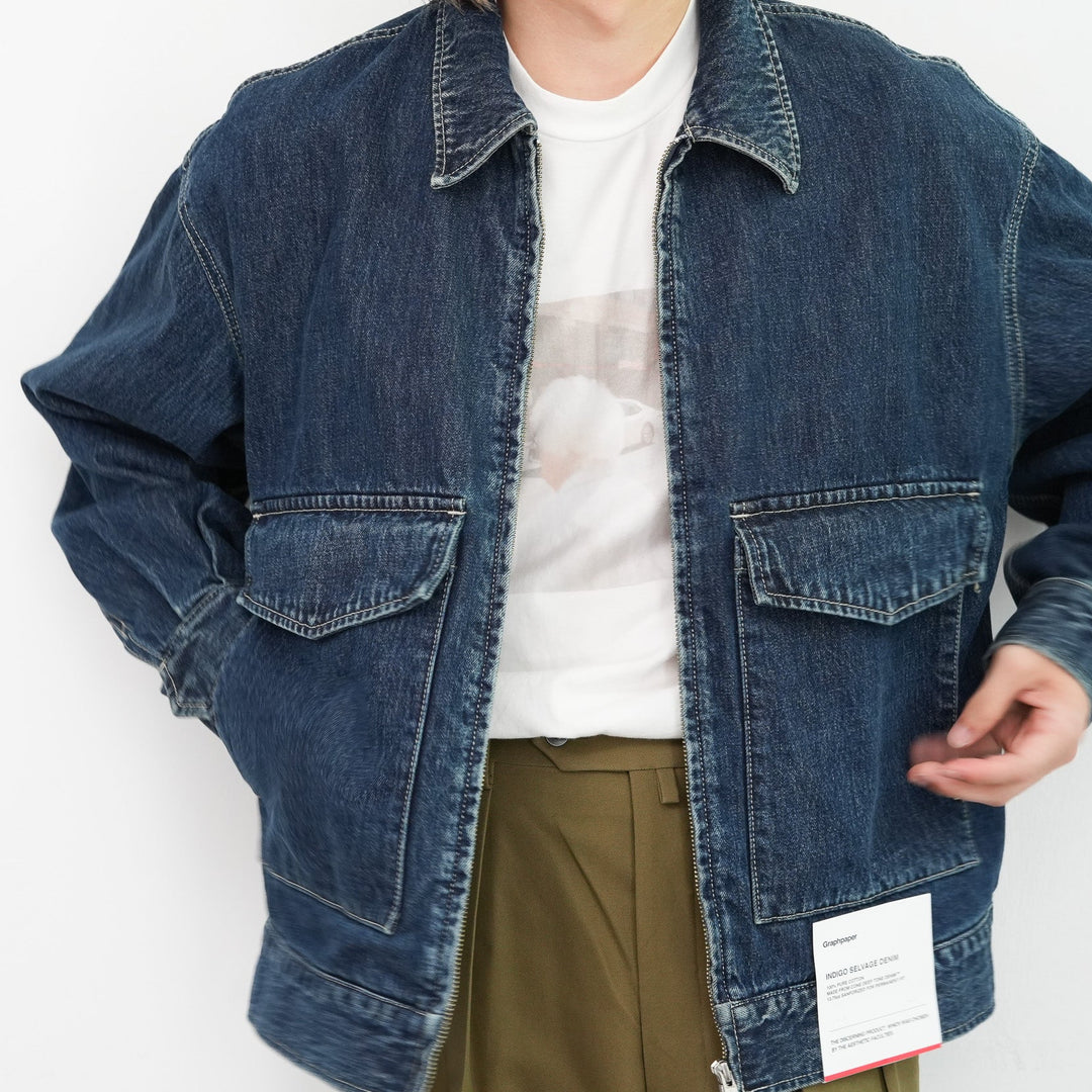 Graphpaper Selvage Denim Zip Jacket DARK FADE 