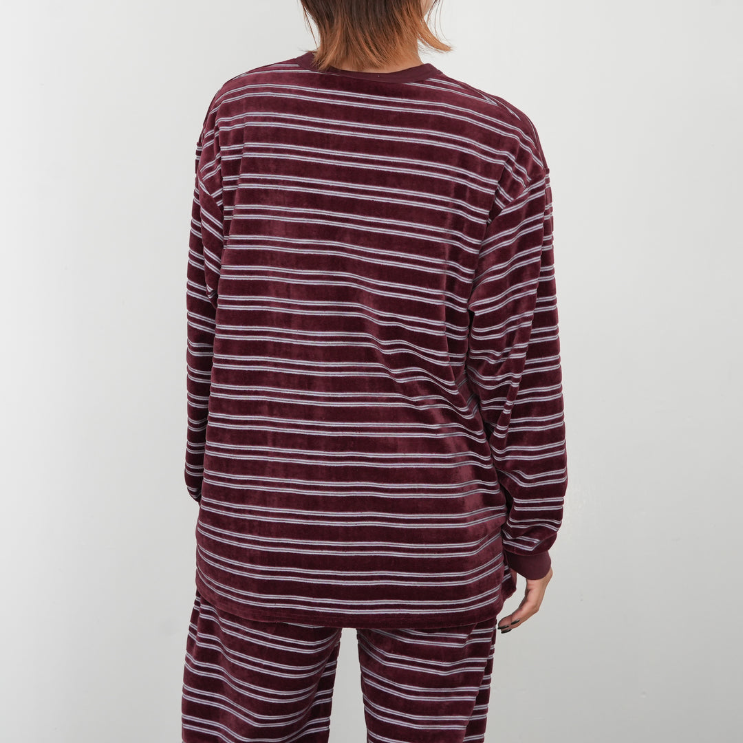 トップス PHEENY/VELOURS BORDER L/S(BURGUNDY) 25AW】PHEENY Velvet border L/S 