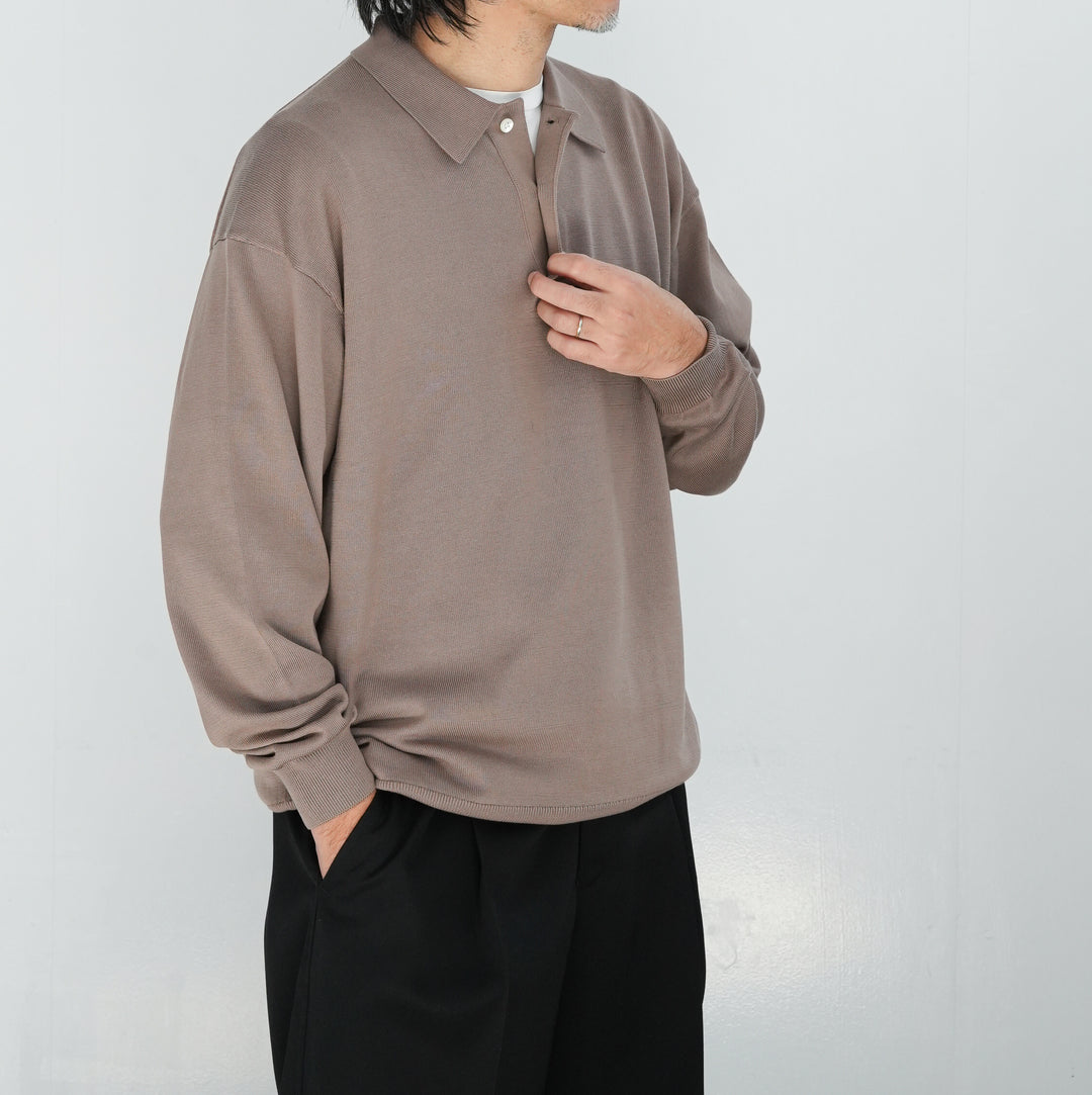 トップス Graphpaper High Gauge Knit polo Graphpaper Suvin High Gauge Knit Oversized L/S Polo