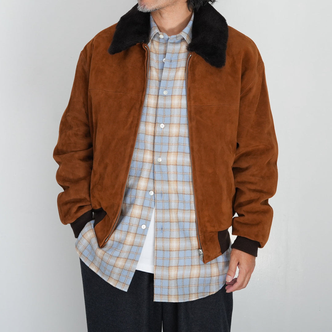 ジャケット・アウター BEAMS FAKE SUEDE ZIP BLOUSON CAMEL BEAMS FAKE SUEDE ZIP BLOUSON CAMEL