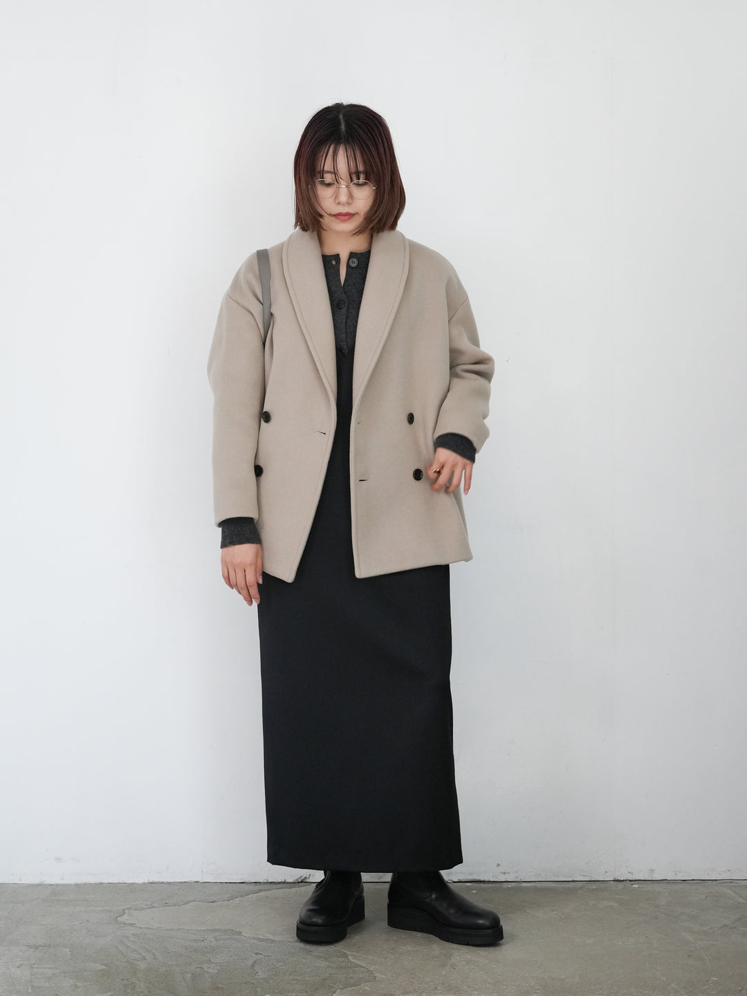 Graphpaper Light Melton Shawl Collar Coat 