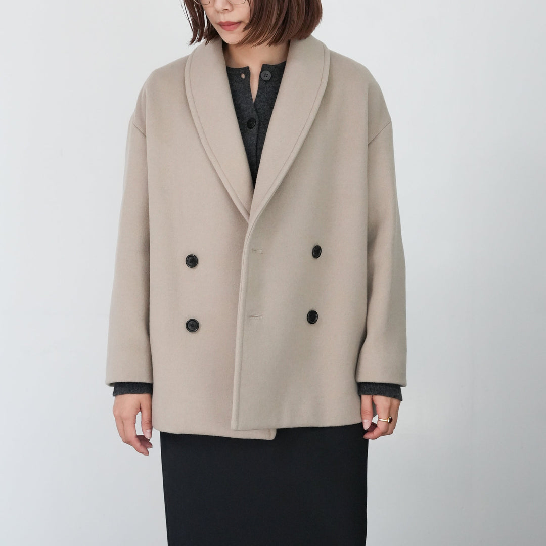 Graphpaper Light Melton Shawl Collar Coat 