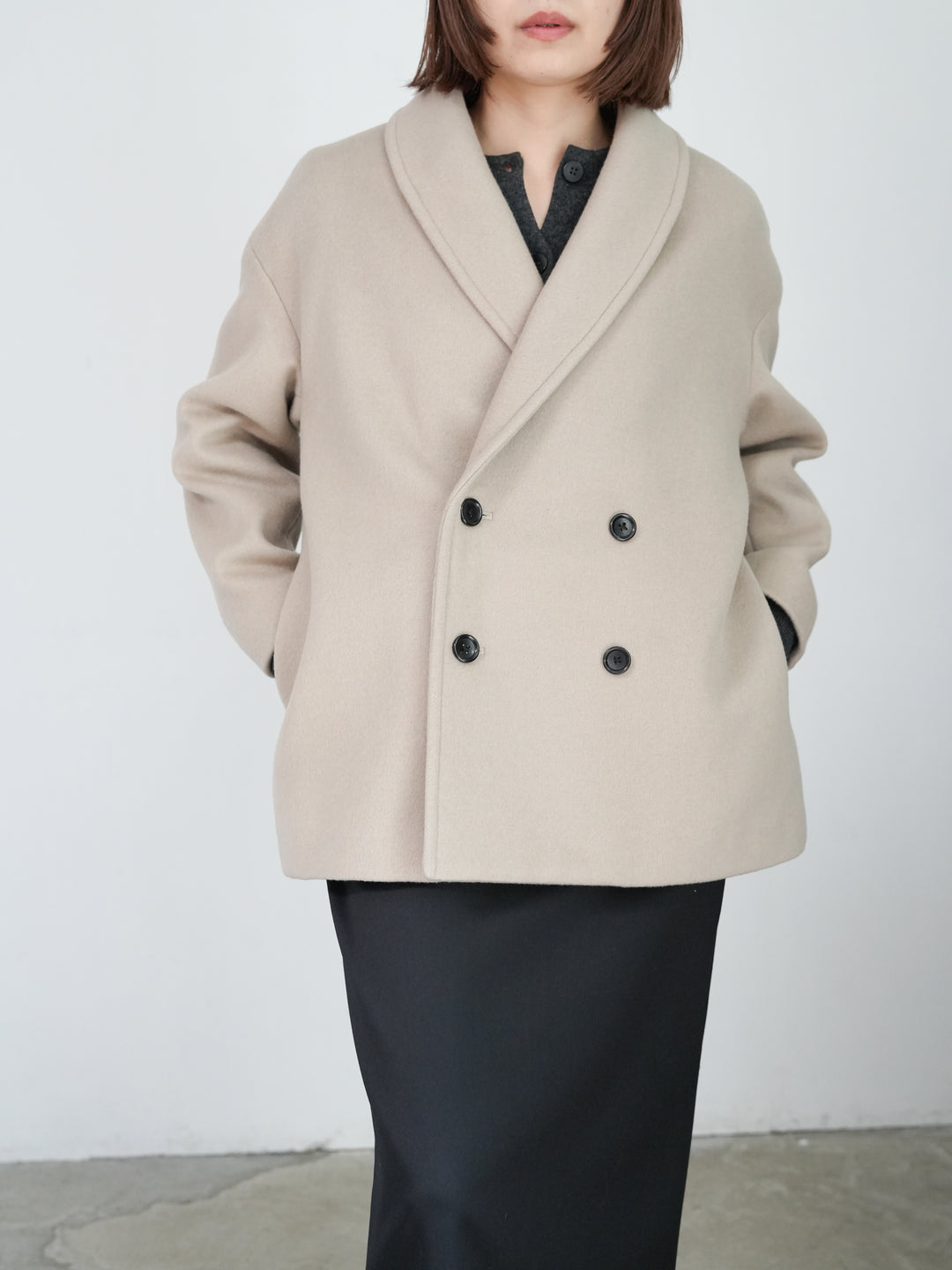 Graphpaper Light Melton Shawl Collar Coat 