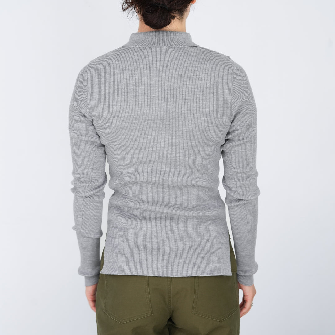 26AW]AURALEE SUPER FINE WOOL HIGH GAUGE RIB KNIT POLO 
