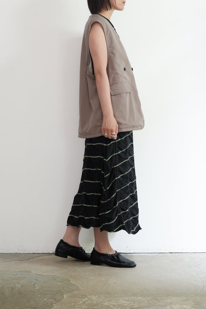 MEYAME TUCKED JACQUARD BORDER SLEEVELESS DRESS 