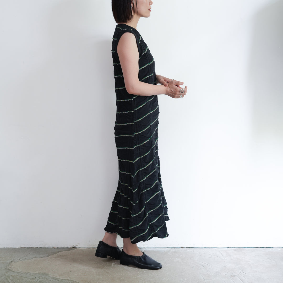 MEYAME TUCKED JACQUARD BORDER SLEEVELESS DRESS 