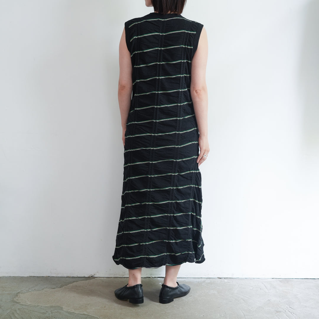 MEYAME TUCKED JACQUARD BORDER SLEEVELESS DRESS 