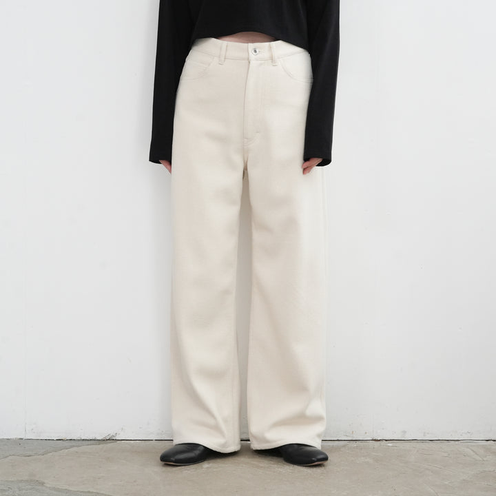 AURALEE SILK NEP DENIM 5P WIDE PANTS 