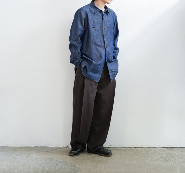 26SS】BISOWN Super 120's WOOL PLEATS TUCK SLACKS 