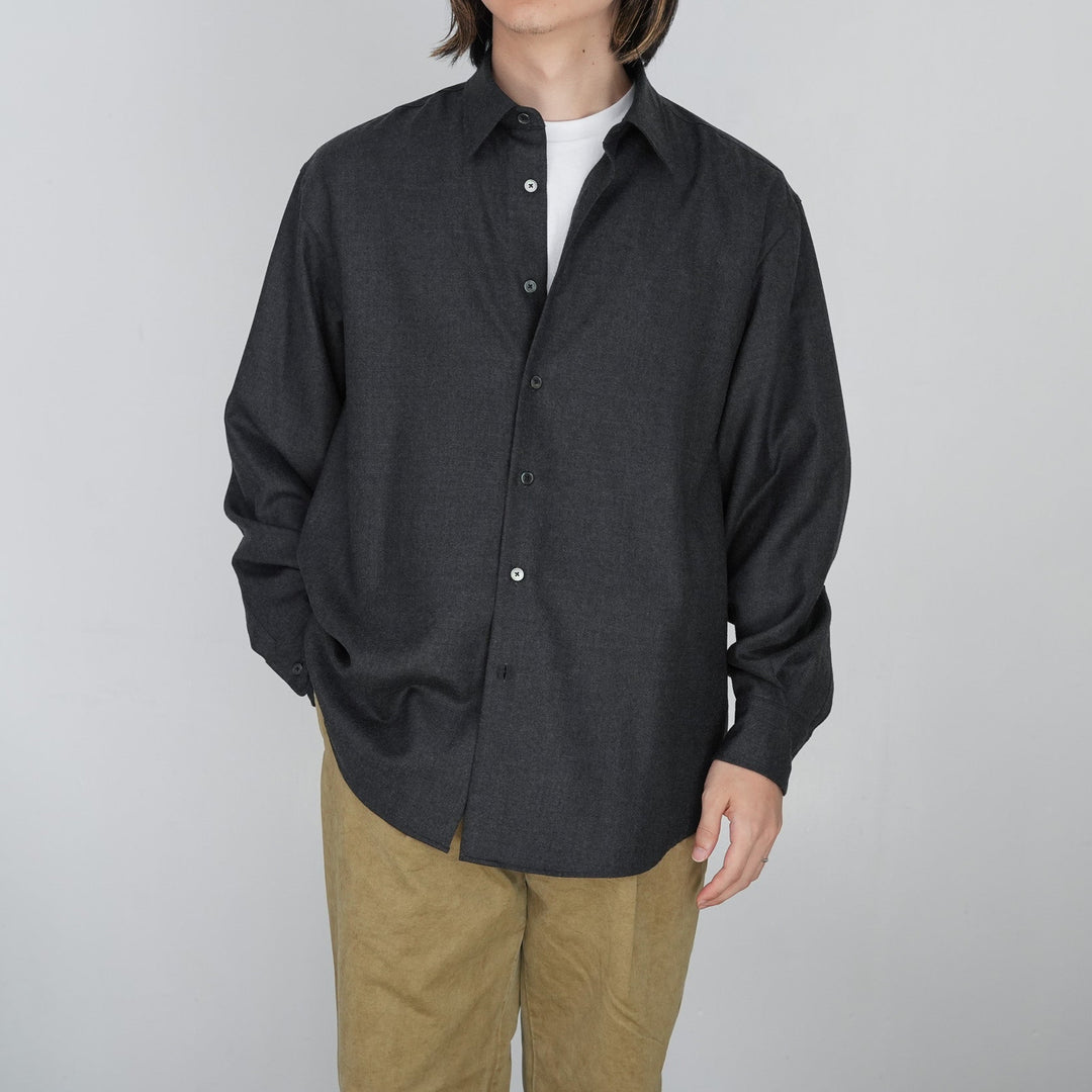 AURALEE SUPER LIGHT WOOL SHIRTS オーラリー　黒 AURALEE オーラリー】SUPER LIGHT WOOL SHIRT / TOP CHARCOAL - Avelia