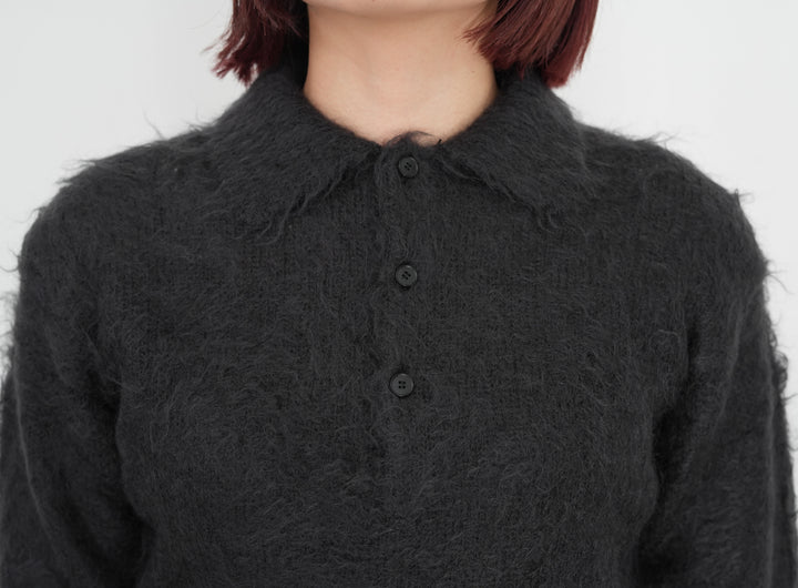25AW】AURALEE BRUSHED SUPER KID MOHAIR KNIT POLO 