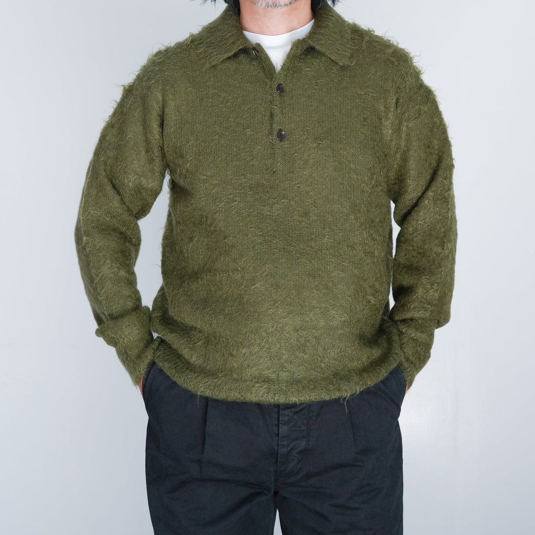 25AW】AURALEE BRUSHED SUPER KID MOHAIR KNIT POLO 