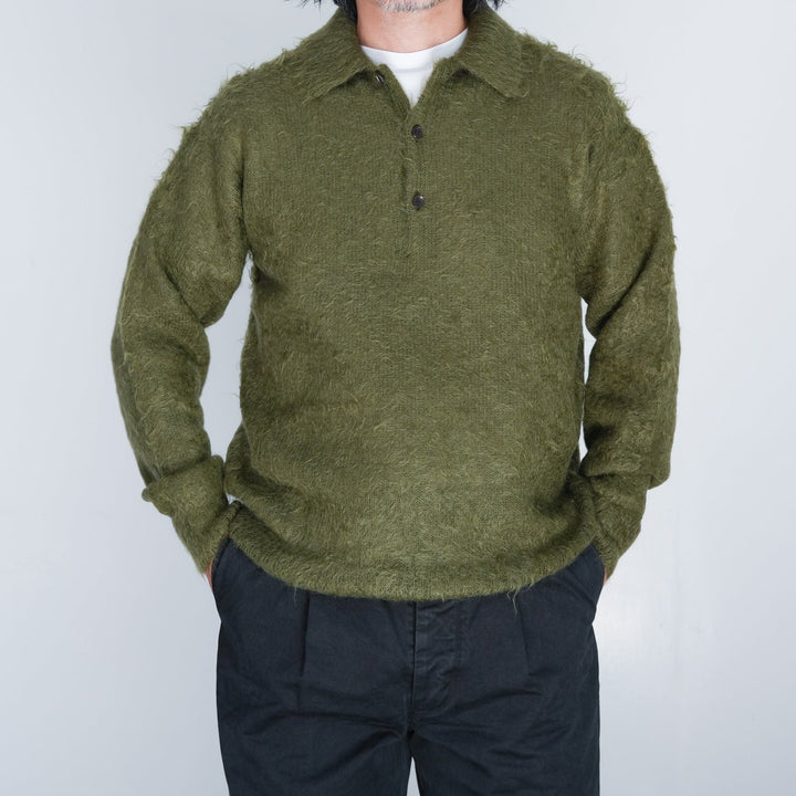 25AW】AURALEE BRUSHED SUPER KID MOHAIR KNIT POLO 