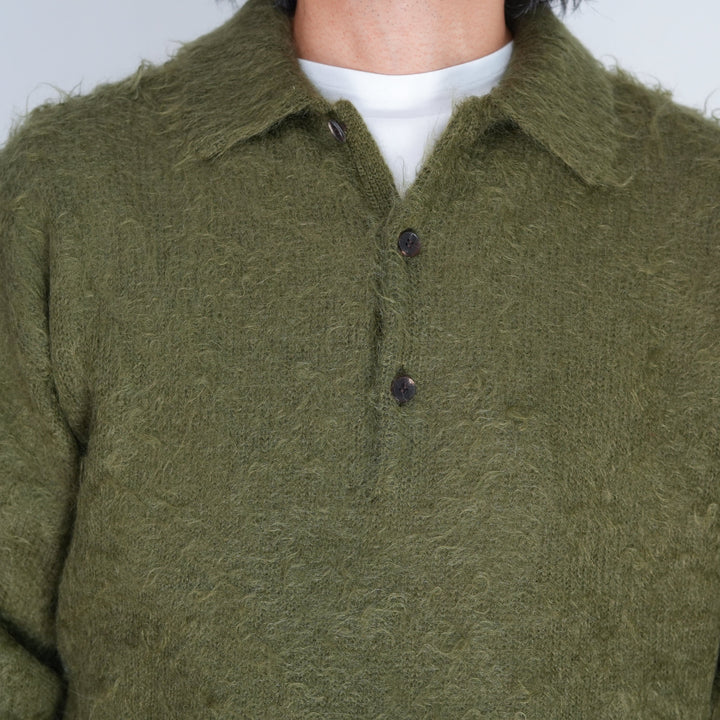 25AW】AURALEE BRUSHED SUPER KID MOHAIR KNIT POLO 