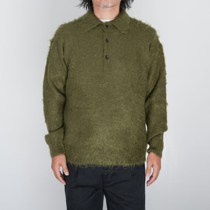 25AW】AURALEE BRUSHED SUPER KID MOHAIR KNIT POLO 