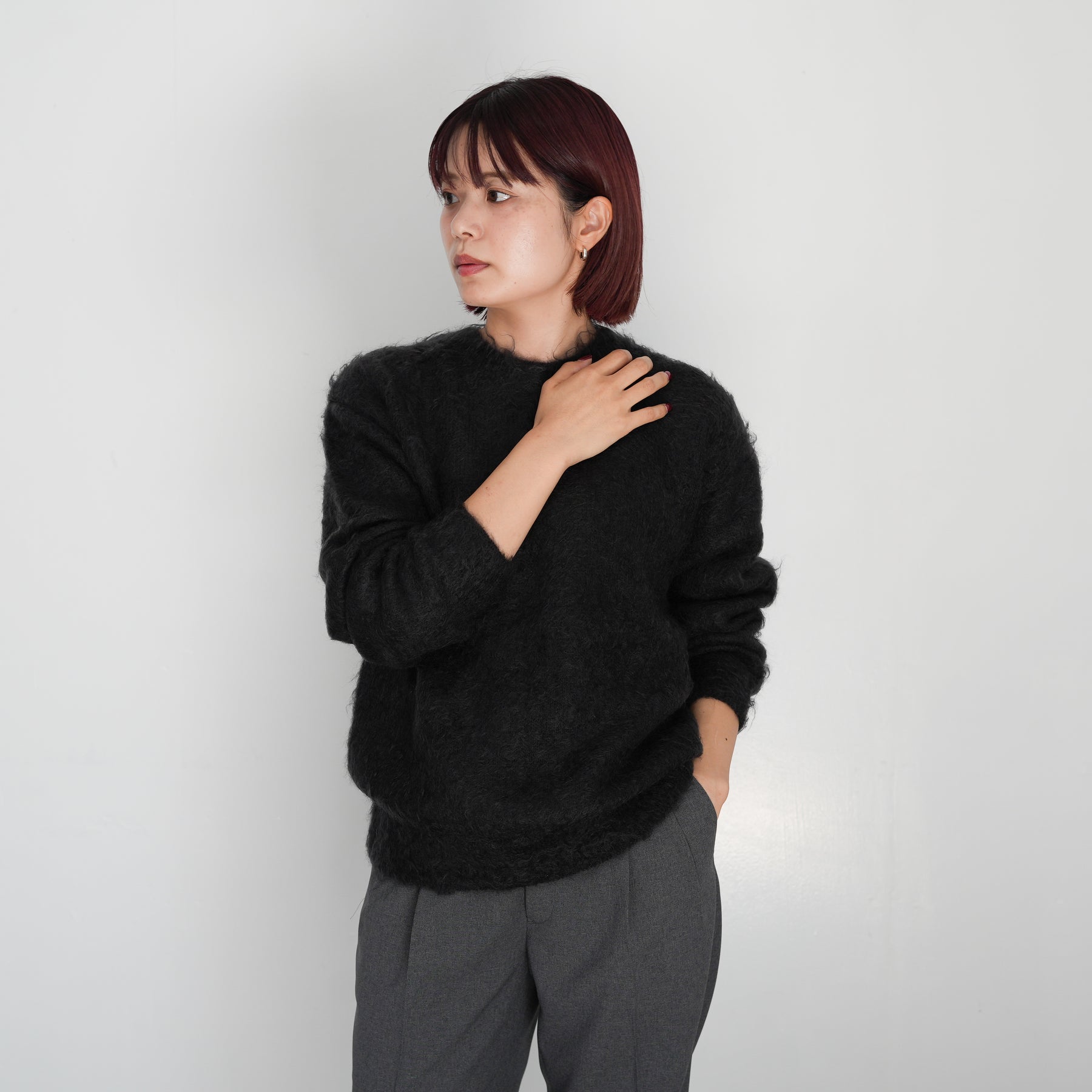 BRUSHED SUPER KID MOHAIR KNIT P/O 4 黒 AURALEE(オーラリー)】BRUSHED SUPER KID MOHAIR KNIT P/O