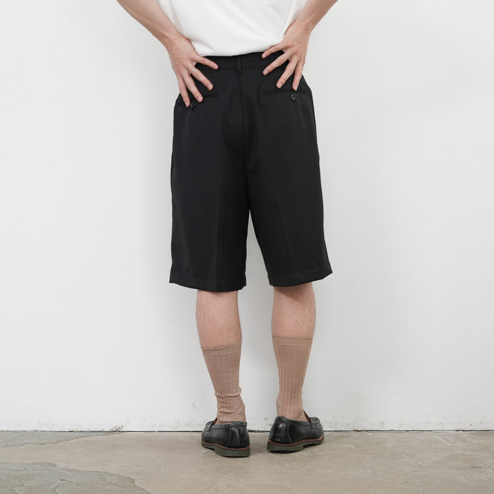26SS】Graphpaper Melange Herringbone Pleated Wide Shorts