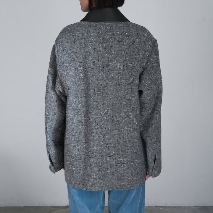 26AW]AURALEE HOMESPUN TWEED ZIP BLOUSON 