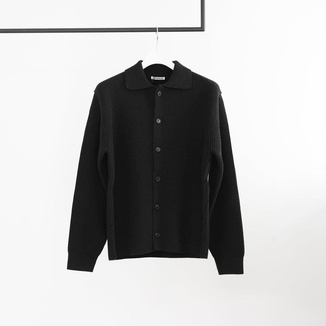 名作 オーラリー SUPER FINE WOOL RIB KNIT 黒 3 M AURALEE/オーラリー】SUPER FINE WOOL HIGH GAUGE RIB KNIT P/O