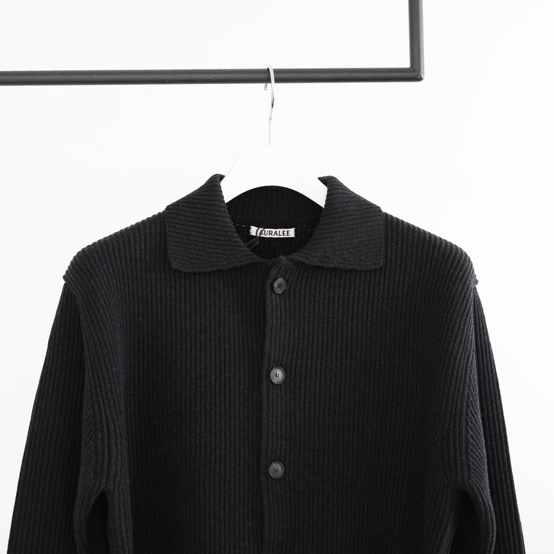 25AW】AURALEE SUPER FINE WOOL RIB KNIT SHIRT CARDIGAN 