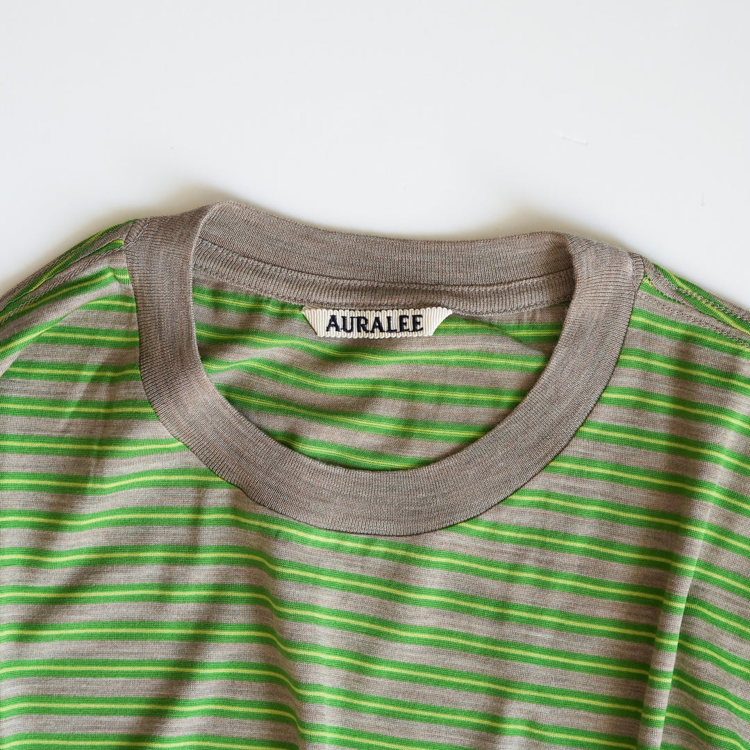 26AW】AURALEE SOFT SMOOTH WOOL STRIPE JERSEY L/S TEE 