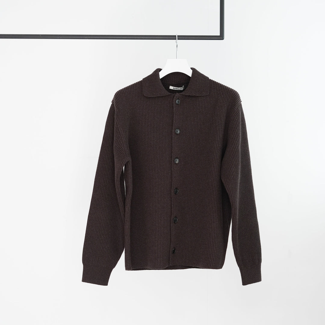 25AW】AURALEE SUPER FINE WOOL RIB KNIT SHIRT CARDIGAN 