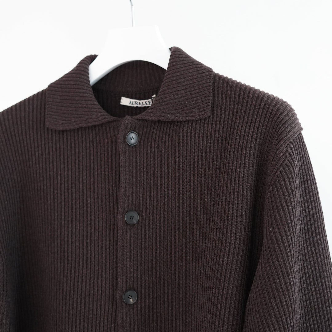 AURALEE 25AW ウールリブニットシャツカーディガン ブラウン 4 25AW】AURALEE SUPER FINE WOOL RIB KNIT SHIRT CARDIGAN 