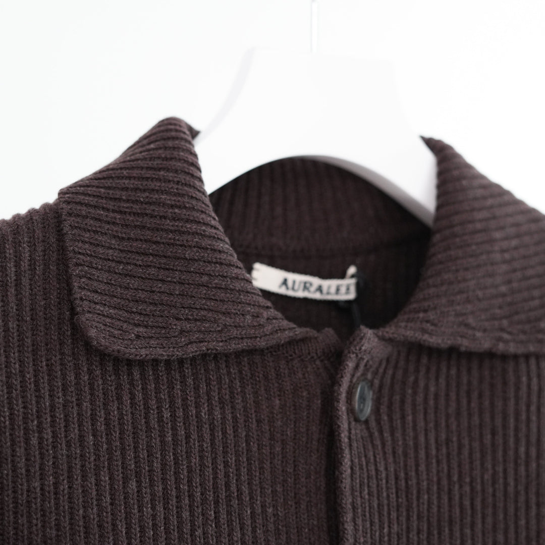 25AW】AURALEE SUPER FINE WOOL RIB KNIT SHIRT CARDIGAN 