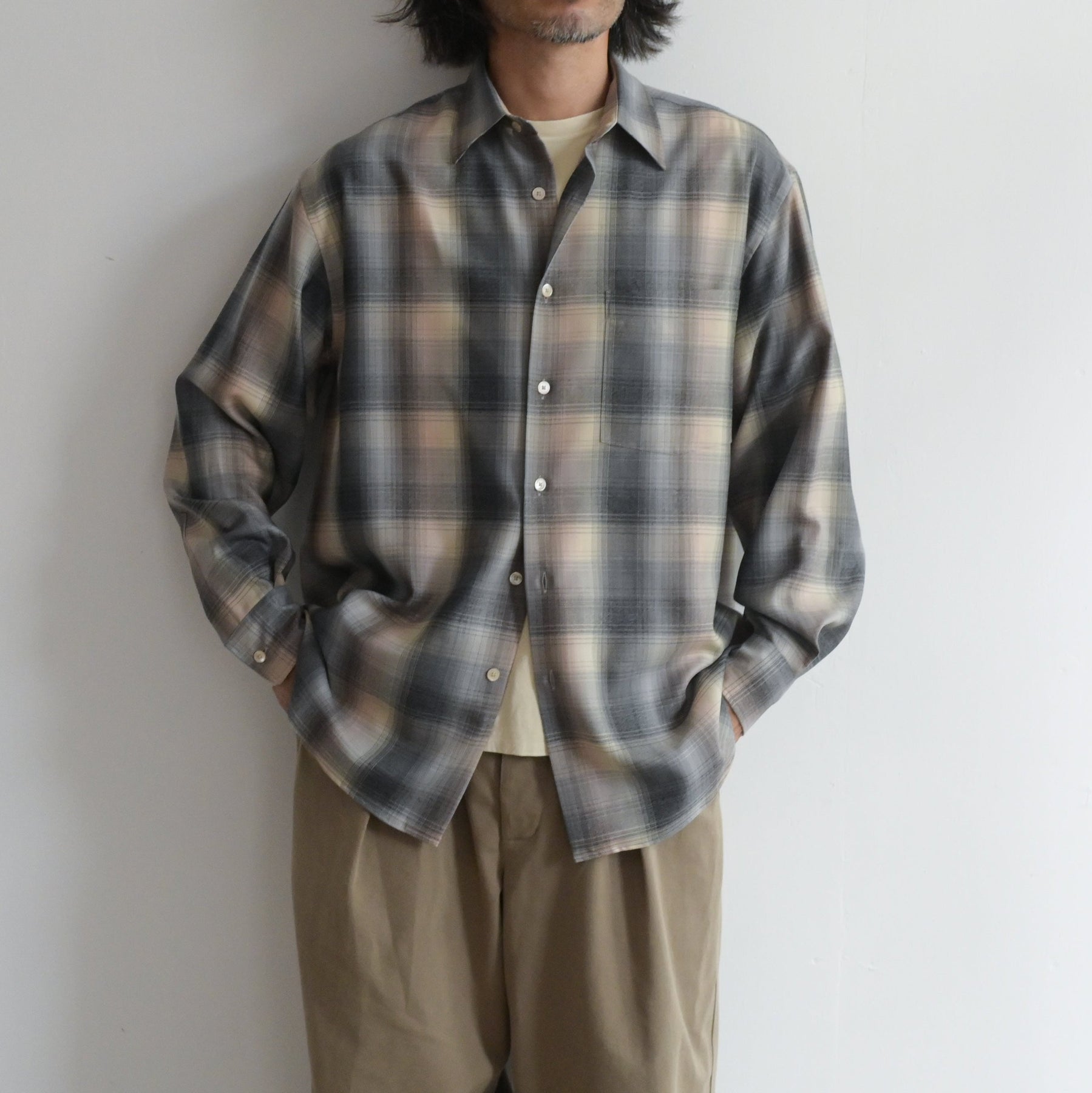 24AW】AURALEE SUPER LIGHT WOOL CHECK SHIRT 