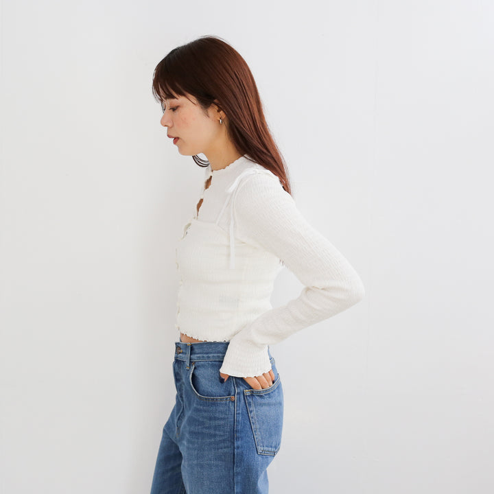 PHEENY Cotton shirring camisole 