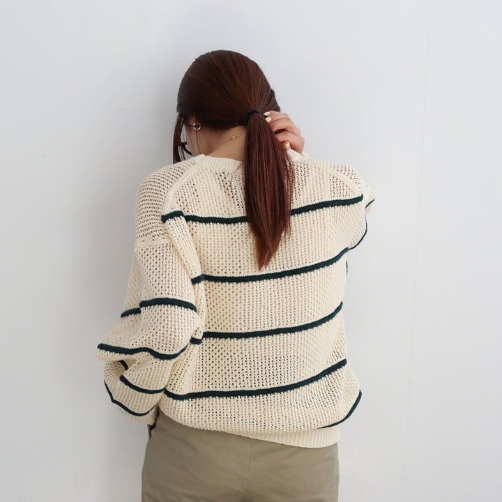 25SS】THE SHINZNOE C/LI MESH STRIPED KNIT 