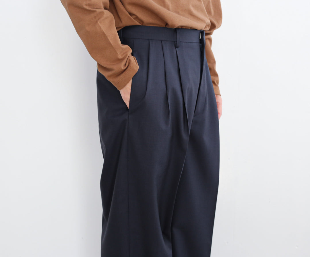 YLÈVE WOOL CHAMBRAY TROUSERS 