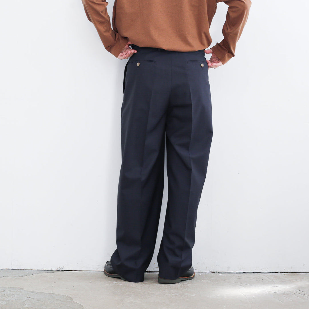 25ss YLÈVE WOOL CHAMBRAY TROUSERS イレーヴ 40%OFF】 YLEVE イレーヴ ウール シャンブレー トラウザー パンツ