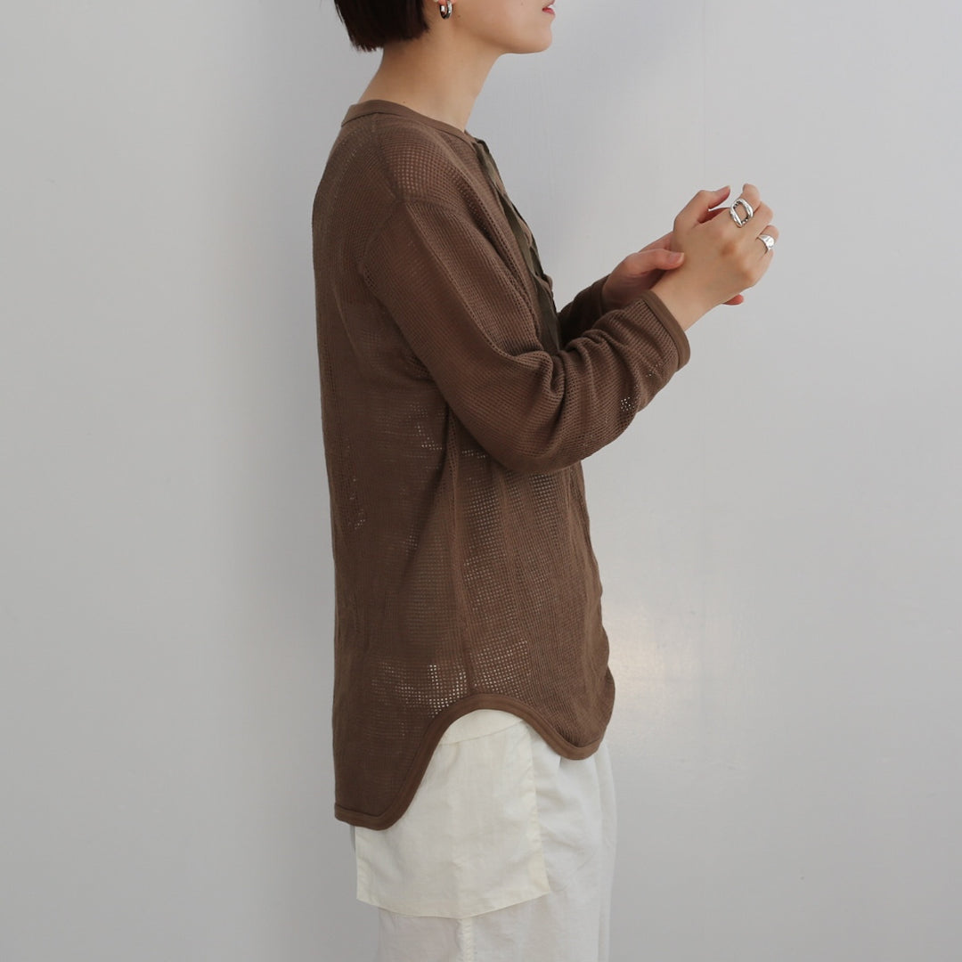 PHEENY Basket mesh lace up long sleeve 