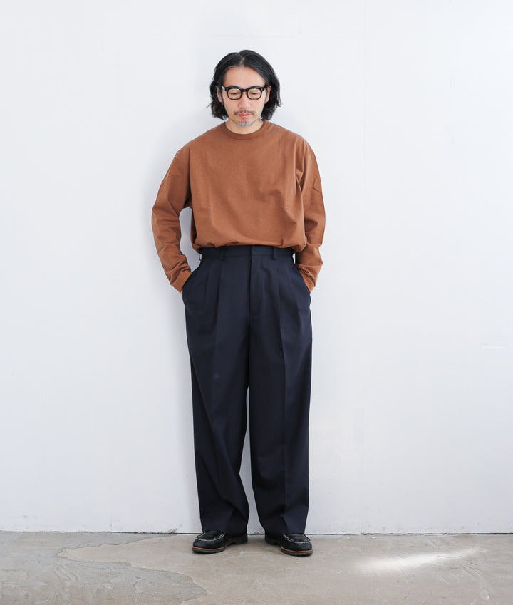 YLÈVE WOOL CHAMBRAY TROUSERS 