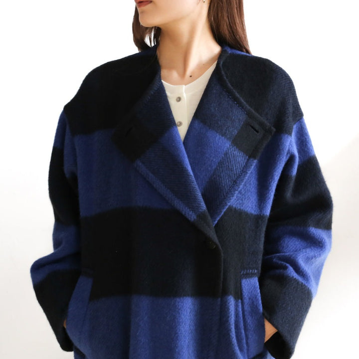 PHEENY Big block check gown coat 