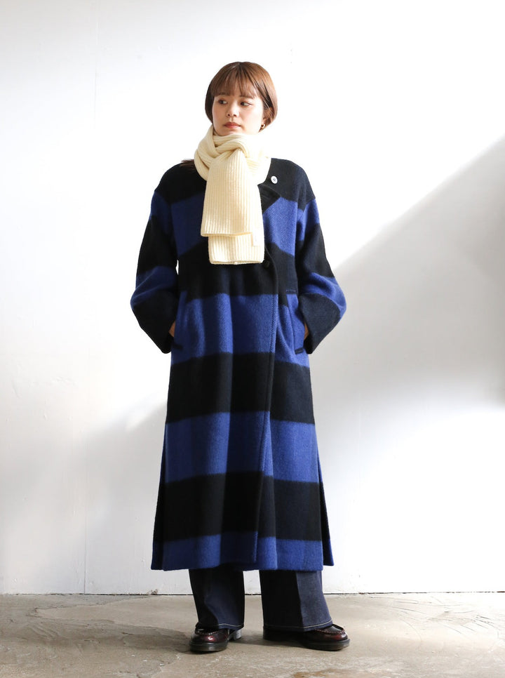 PHEENY Big block check gown coat 